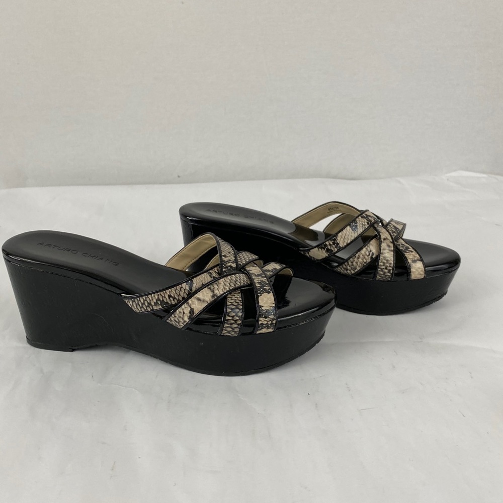Arturo Chiang Snake Print Platform Slides - image 2